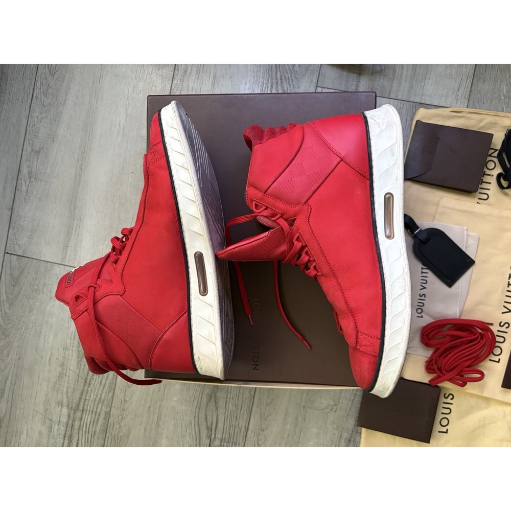 Louis Vuitton Streetlight Sneaker Red FD 105 Leather Size 8.5 - Picture 2 of 6